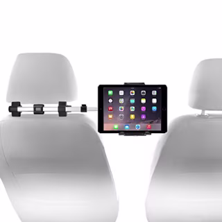 Macally Car Headrest Mount Holder for Apple iPad Pro / Air / Mini, Tablets, Nintendo Switch, iPhone, & Smartphones 4.5" to 10" Wide with Dual Adjustable Positions and 360? Rotation (HRMOUNTPRO),Silver
