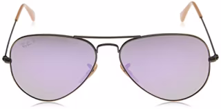 Ray-Ban RB3025 Classic Aviator Sunglasses, Matte Gold/Blue Mirror Polarized, 58 mm