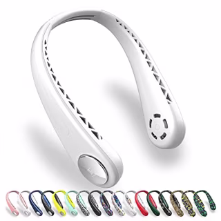 FrSara Neck Fan, Bladeless Neck Fan Rechargeable, Adjustable, 360? Cooling, Super Quiet, No Blade Fan Design, No Hair Twisting, Even Air Volume On Both Sides, Non-Slip, Short Charging, Long Use Time
