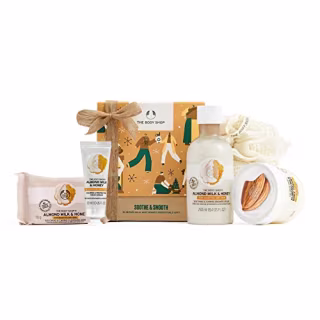 The Body Shop Soothe & Smooth Almond Milk & Honey Essentials Gift Set, Hydrating & Moisturizing Skincare Treats for Dry and Sensitive Skin, 5 Count