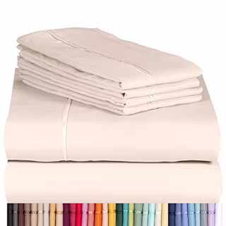 LuxClub 6 PC Sheet Set Bamboo Sheets Deep Pockets 18" Eco Friendly Wrinkle Free Sheets Machine Washable Hotel Bedding Silky Soft - Cream Queen