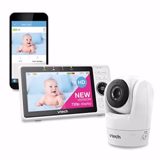 VTech Upgraded Smart WiFi Baby Monitor VM901, 5-inch 720p Display, 1080p Camera, HD NightVision, Fully Remote Pan Tilt Zoom, 2-Way Talk, Free Smart Phone App, Works with iOS, Android