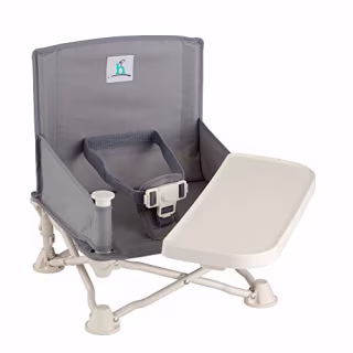 hiccapop OmniBoost Travel Booster Seat with Tray for Baby | Folding Portable Baby Booster Seat for Dining Table, Camping, Beach, Grandma's | Tip-Free Design Straps to Kitchen Chairs - Booster Chair