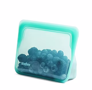 Stasher Silicone Reusable Storage Bag, Stand-Up Mega (Aqua) | Food Meal Prep Storage Container | Lunch, Travel, Makeup, Gym Bag | Freezer, Oven, Microwave, Dishwasher Safe, Leakproof