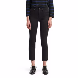 Levi's Women's 724 High Rise Straight Crop Jeans, Soft black, 28 (US 6)
