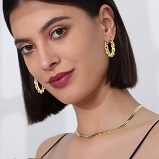 Wowshow Twisted Gold Hoop Earrings for Women Chunky Gold Hoops 14K Gold Plated Lightweight Hoops Earrings for Girls Gift 30mm