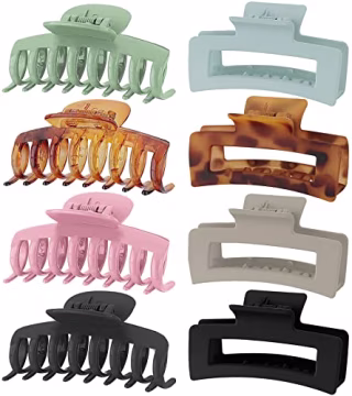 8 Colors Lolalet Strong Hold Hair Claw Clips, 2 Styles Nonslip Medium Large Jaw Clip for Women and Girls, 4 Square Matte and 4 Bright Acrylic Hair Clamps for Thick Thin Fine Long Hair -Style A