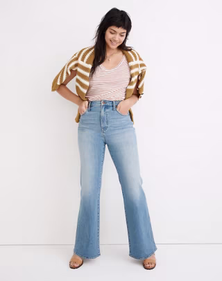 Petite High-Rise Flare Jeans in Caine Wash