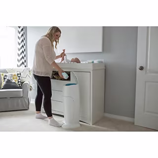 Playtex Diaper Genie Complete Pail with Built-In Odor Controlling Antimicrobial, Includes Pail & 1 Refill, White