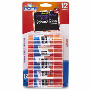 Elmer's Disappearing Purple School Glue Sticks, Washable, 6 Grams, 12 Count