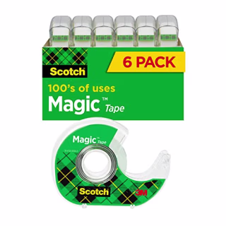 Scotch Magic Tape, 6 Rolls, Numerous Applications, Invisible, Engineered for Repairing, 3/4 x 650 Inches, Boxed (6122)