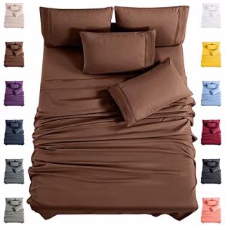 Bondiance 6 Piece Sheet Set - Luxury Full Size Bed Sheets - 15" Deep Pocket - Brushed Microfiber 1800 Thread Count- Extra Soft - Breathable - Wrinkle Free - Suitable for Hotels(Full, Brown)
