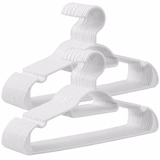 SONGMICS Plastic Hangers, 30 Pack Lightweight Space-Saving Hangers, Hangs up to 8 lb, Heavy-Duty Clothes Hangers for Coats, Pants, Dresses, White UCRP007W30