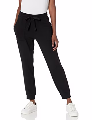 Daily Ritual Women's Terry Cotton and Modal Drawstring Jogger Pant, Black, Medium