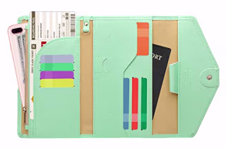 Zoppen Multi-purpose Rfid Blocking Travel Passport Wallet (Ver.4) Tri-fold Document Organizer Holder (#28 Mint Green)