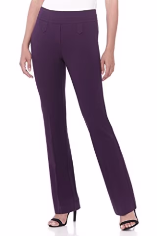 Rekucci Women's Secret Figure Pull-On Knit Bootcut Pant w/Tummy Control (8, Graphite)