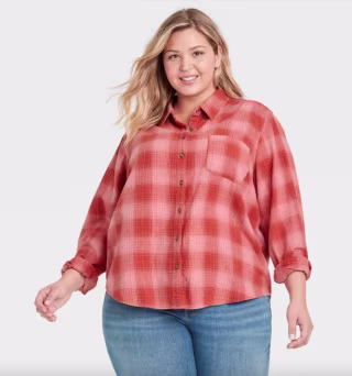 Women's Long Sleeve Flannel Button-Down Shirt