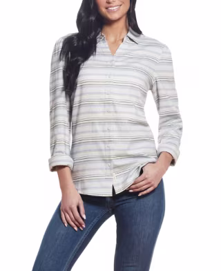 Weatherproof Vintage Women's Long Sleeve Brushed Flannel Woven Top