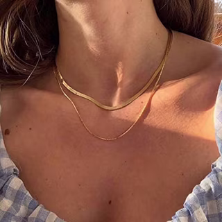 Tewiky Gold Necklace, 14k Gold Plated
