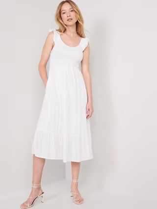 Fit &amp; Flare Flutter Sleeve Smocked Midi Dress for Women