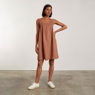 Everlane Smocked Linen Midi Dress