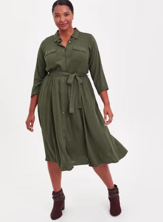 Torrid Belted Midi Shirt Dress