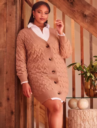 Novelty Stitch Cardigan Sweater Dress