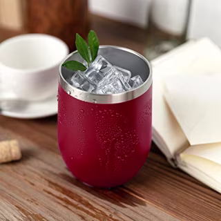 MEWAY Stemless 12oz Wine Tumbler Glasses with Lid -Insulated Double Wall Vacuum Stainless Steel Travel Tumbler with Straw ,Gift for Woman Under 10 dollars (Red,1)