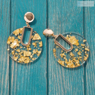 Gold flake Acetate earrings, Statement earrings, Acrylic earrings, Geometric earrings, Resin earring, XL large earring, Minimalist earring