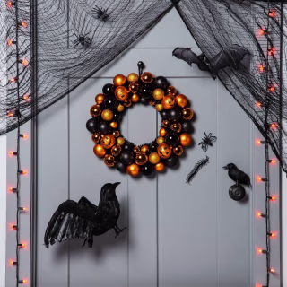 Halloween Pumpkin Orange and Black Shatterproof Halloween Wreath - Hyde & EEK! Boutique