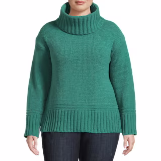 Terra &amp; Sky Women's Plus Size Chenille Turtleneck Sweater
