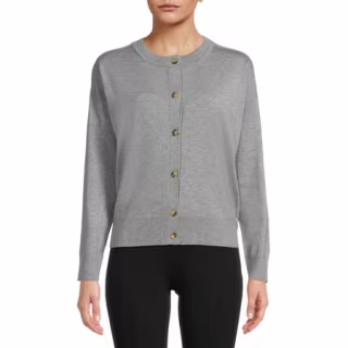 Grace Karin Classic Women's Long Sleeve Button Down Vee Neck Light Gray Sweater Knit Cardigan(S~3XL)