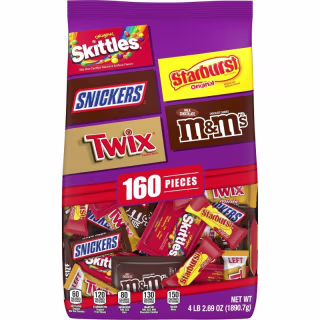 Skittles, Starburst, Snickers, Twix, M&Ms Halloween Candy Variety Pack Fun Size