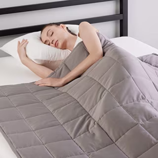 Amazon Basics All-Season Cotton Weighted Blanket - 12-Pound, 60" x 80" (Full/Queen), Dark Gray