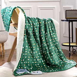 SOGANASA Heated Blanket Throw Electric Throw Blanket 50"x60" - Machine Washable Printed Heated Throw Blanket with ETL & FCC Certification 4 Heating Levels 3 Hours Auto-Off Overheat Protection (Delta)