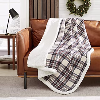 Eddie Bauer - Throw Blanket, Reversible Sherpa Fleece Bedding, Home Decor for All Seasons (Edgewood Khaki, Throw)