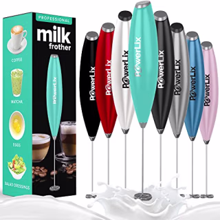 PowerLix Milk Frother Handheld Battery Operated Electric Whisk Beater Foam Maker For Coffee, Latte, Cappuccino, Hot Chocolate, Durable Mini Drink Mixer No Stand