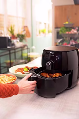 Philips Kitchen Appliances Premium Digital Airfryer with Fat Removal Technology + Recipe Cookbook, 3 qt, Black, HD9741/99, X-Large