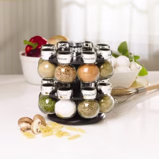 Kamenstein Ellington Revolving Tower with Free Spice Refills for 5 Years, 16-Jar, Clear