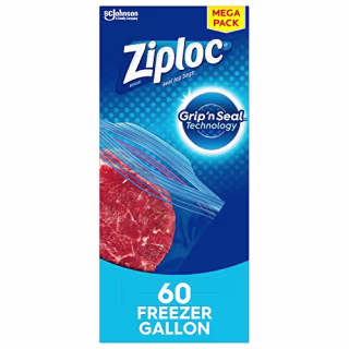 Ziploc Gallon Food Storage Freezer Bags, Grip 'n Seal Technology for Easier Grip, Open, and Close