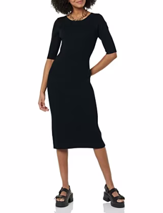 Daily Ritual Women's Twist Back Fine Gauge Sweater Dress