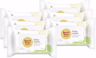 Burt's Bees Baby Wipes, Unscented Towelettes for Sensitive Skin, Hypoallergenic & Non-Irritating, All Natural with Soothing Aloe & Vitamin E, Fragrance Free, 6 Flip-Top Packs (432 Wipes Total)