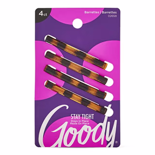 Goody Hair Barrettes Clips - 4 Count, Mock Tort - Slideproof and Lock-In Place - Suitable for All Hair Types - Pain-Free Hair Accessories for Men, Women, Boys, and Girls - All Day Comfort