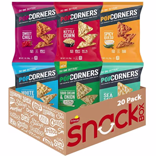 Popcorners Snacks Gluten Free Chips, 20 Count (Pack of 1)(Assortment may Vary)