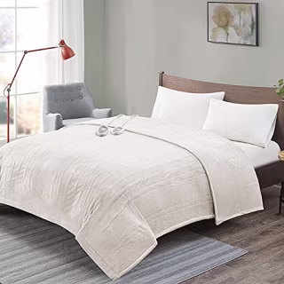 Degrees Of comfort Heated Blanket | Dual Control W/ Auto Shut Off | Electric Blanket Queen Size for Bed | 20 Heating Levels | Microplush & Machine Washable | -Ivory, 84Wx90L