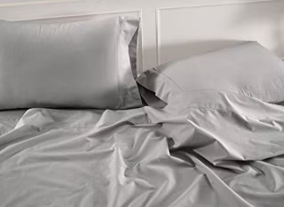 100% Organic Cotton Silver Queen-Sheets Set, 4-Piece Pure Organic Cotton Long Staple Percale Weave Ultra Soft Best Bedding Sheets for Bed, Breathable, GOTS Certified, Fits Mattress Upto 15" Deep