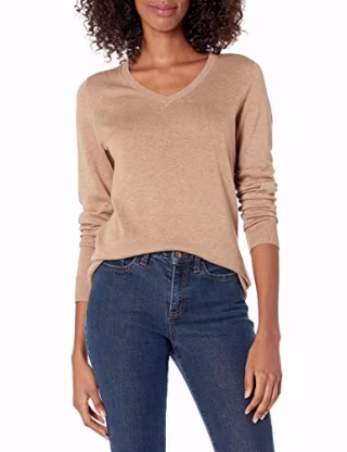 Amazon Essentials Women's Long-Sleeve V-Neck Sweater