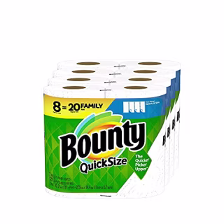 Bounty Quick Size Paper Towels, White, 4 Packs Of 2 Family Rolls = 8 Family Rolls, 128 Count (Pack of 8)