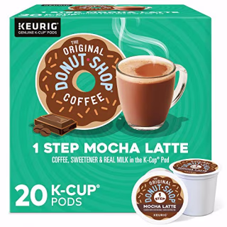 The Original Donut Shop Mocha Latte, Single-Serve Keurig K-Cup Pods, Flavored Coffee Pods, 20 Count