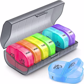 ZIKEE Weekly Pill Organizer 2 Times a Day, AM PM Pill Box with 7 Detachable Pill Case to Hold Medicine, Medication, Vitamins and Fish Oils